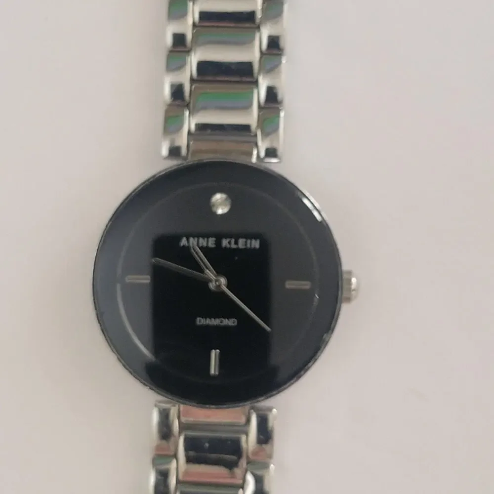 Anne Klein AK/1363 Y121F Womens Watch Silver Case Black Dial Stainless Bracelet